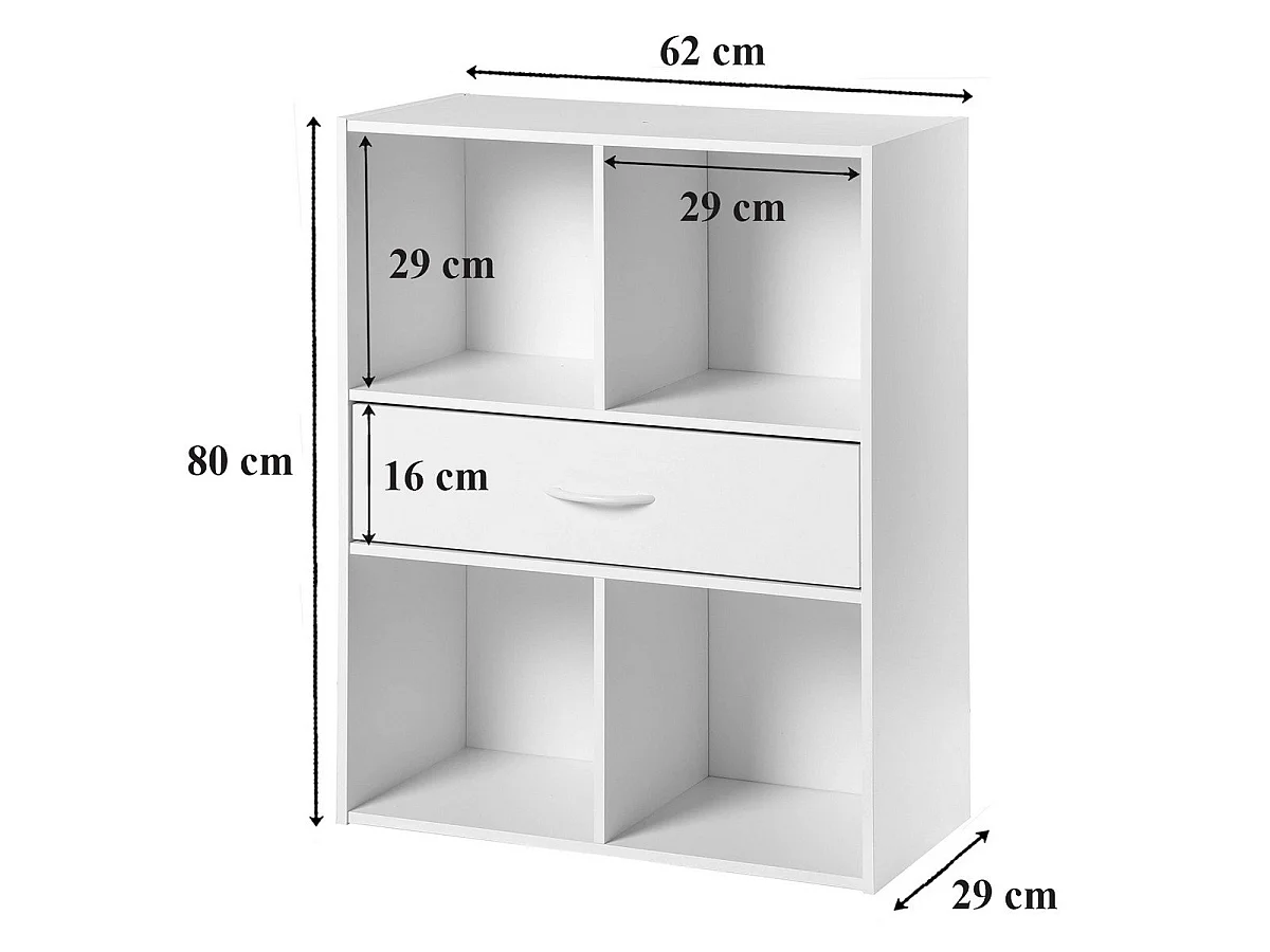 Aufbewahrungsregal 4 Fächer mit einer Schublade