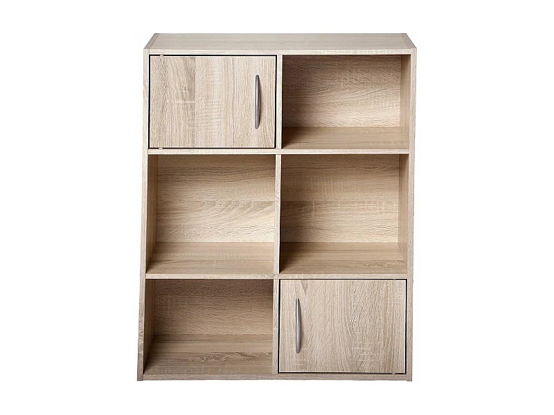 Etagère de rangement 6 cases 2 portes