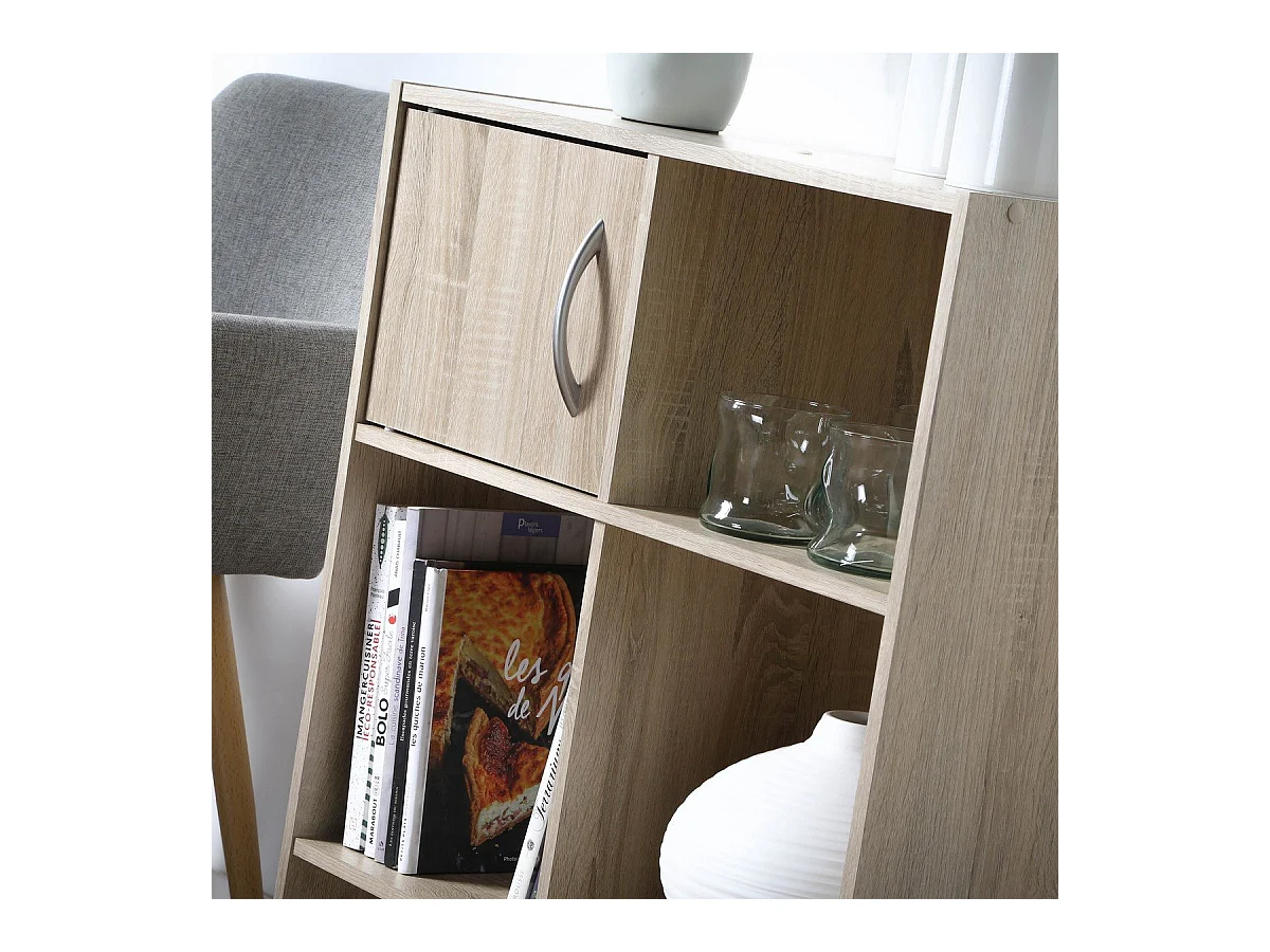 Etagère de rangement 6 cases 2 portes