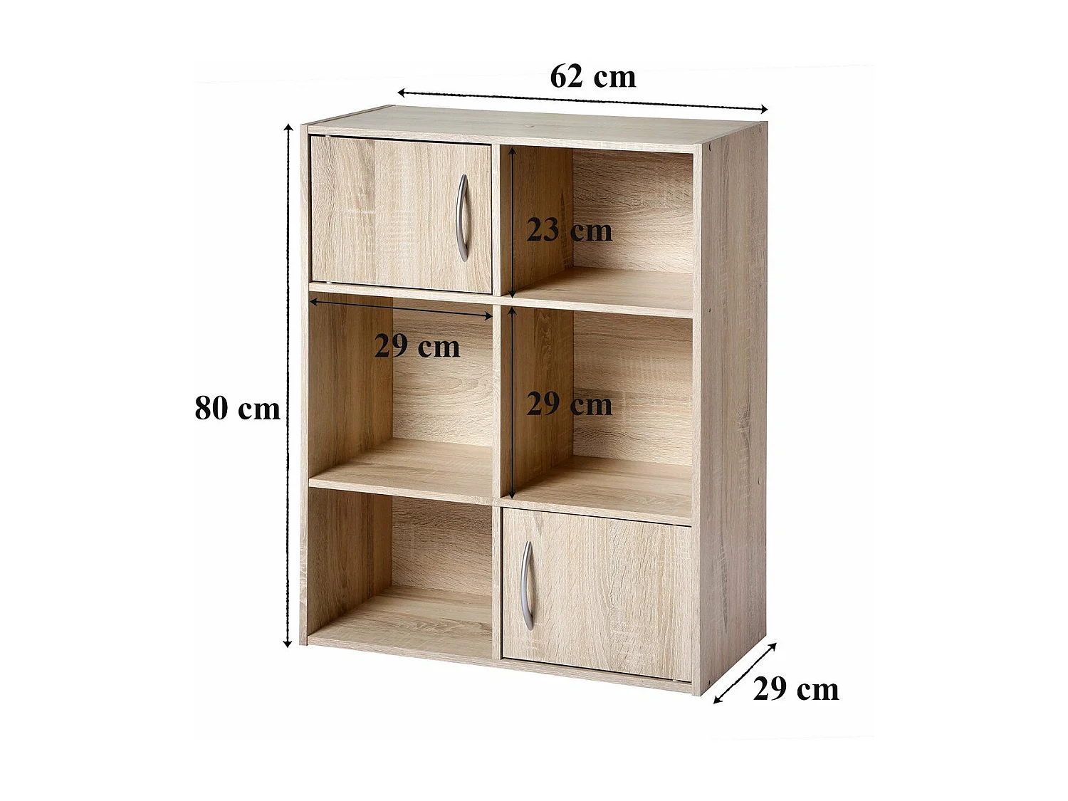 Etagère de rangement 6 cases 2 portes