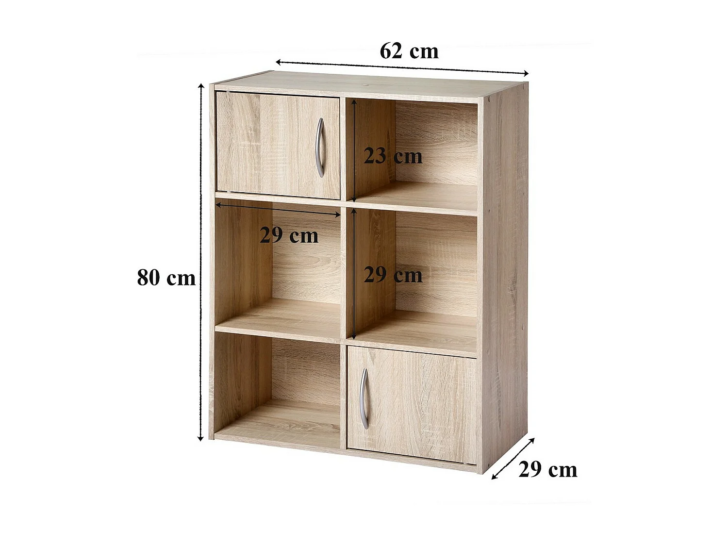 Etagère de rangement 6 cases 2 portes