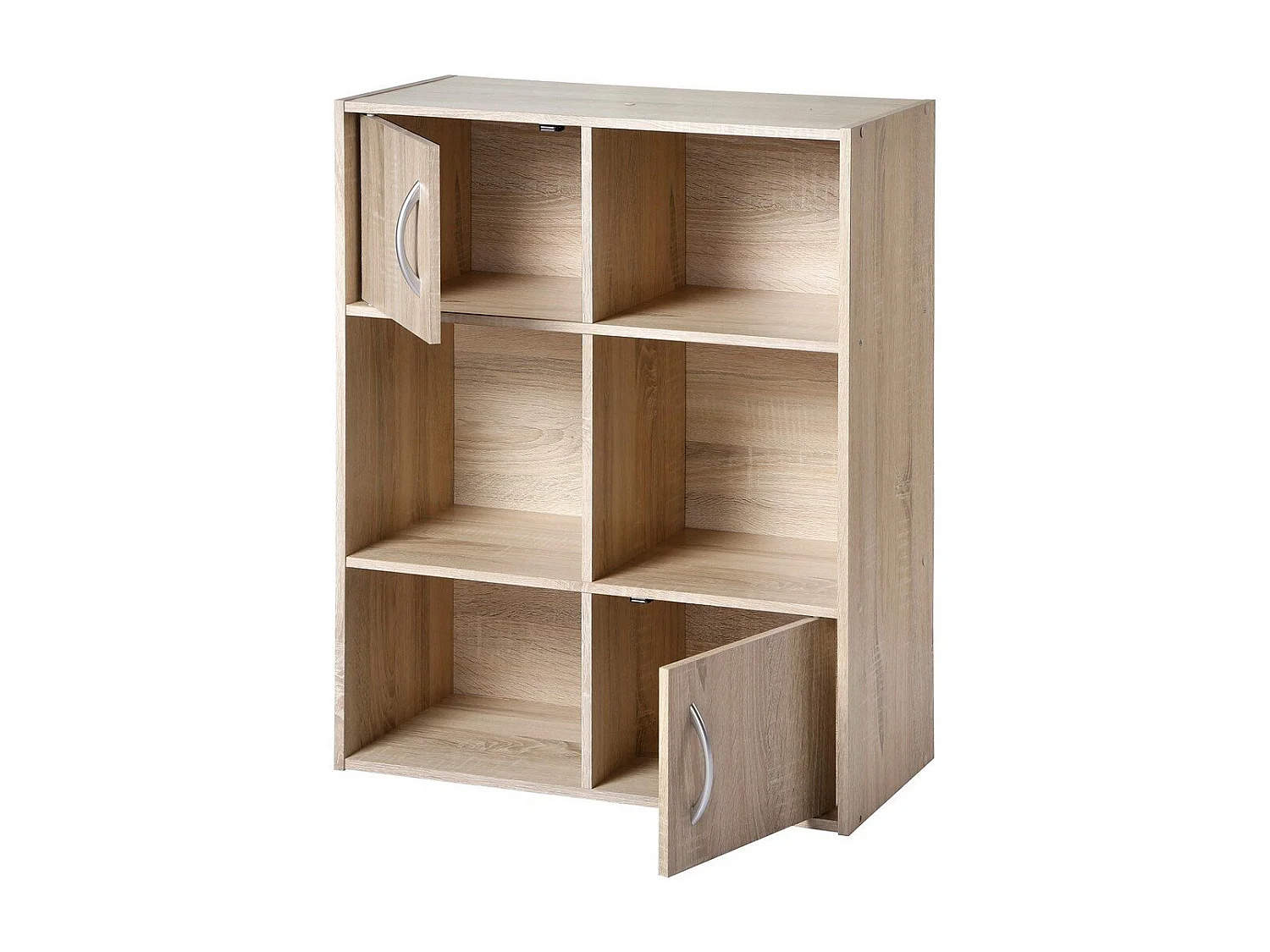 Etagère de rangement 6 cases 2 portes