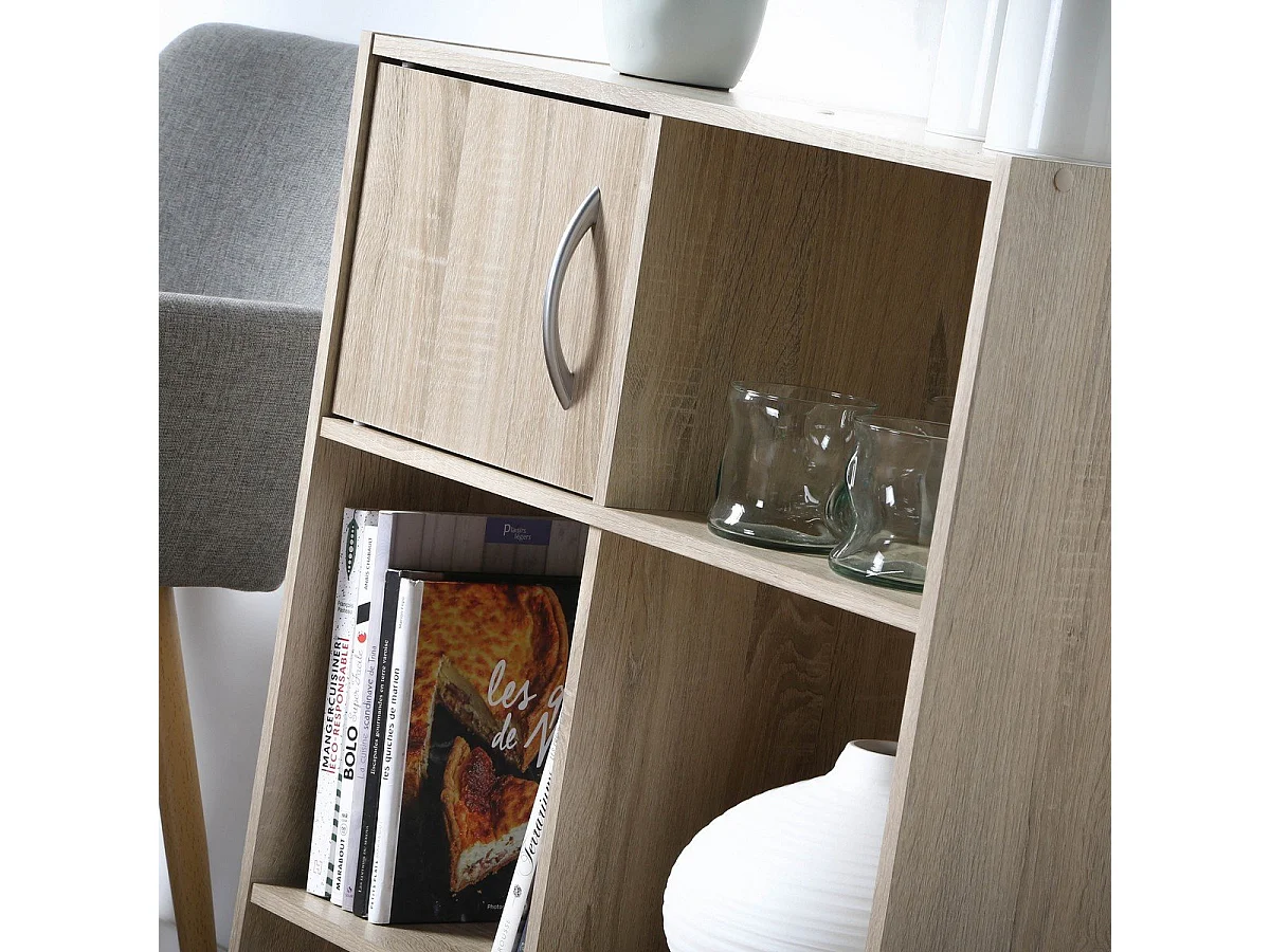 Etagère de rangement 6 cases 2 portes