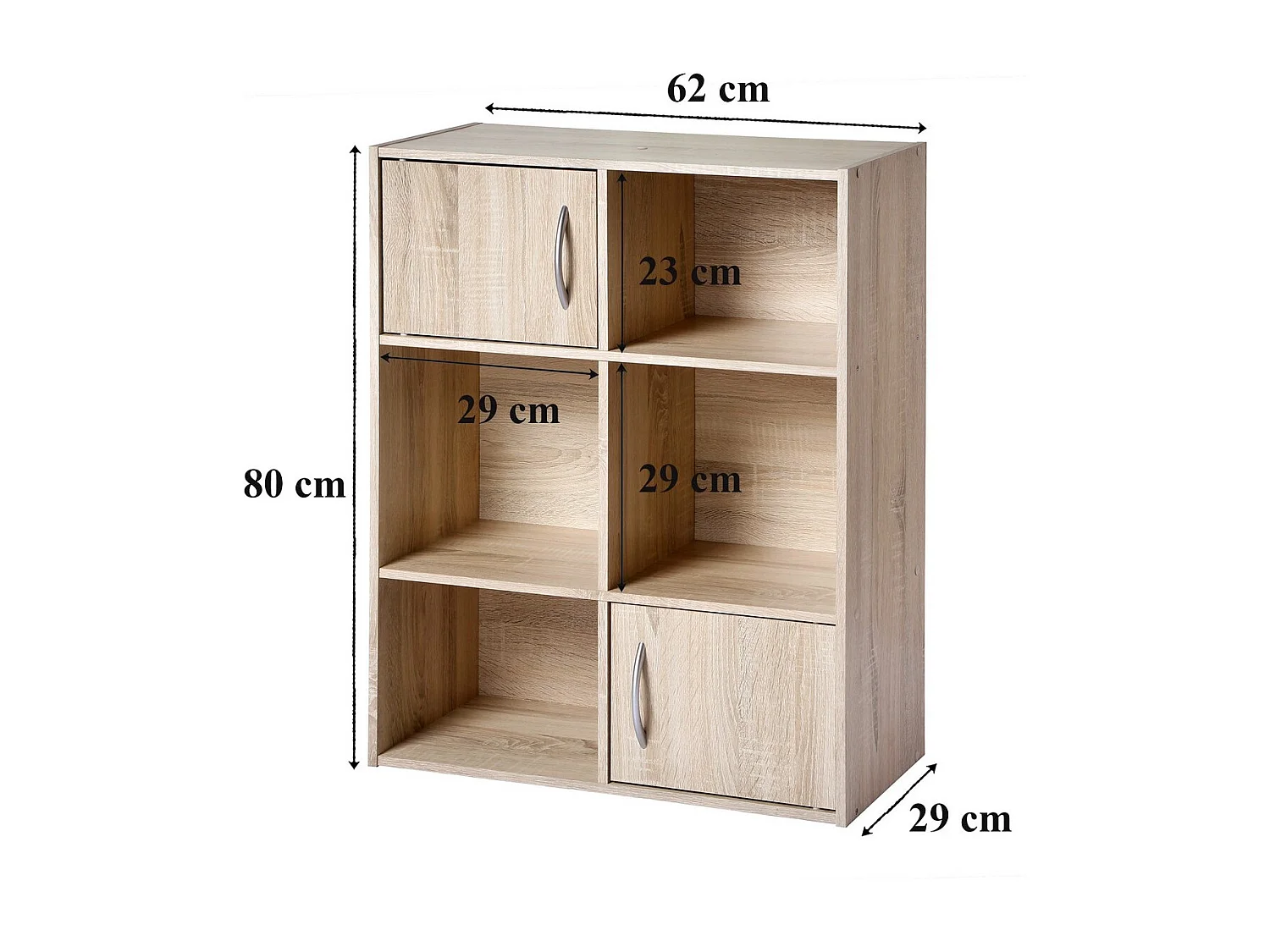 Etagère de rangement 6 cases 2 portes