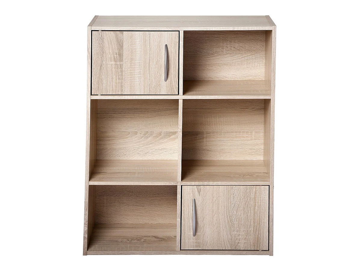 Etagère de rangement 6 cases 2 portes