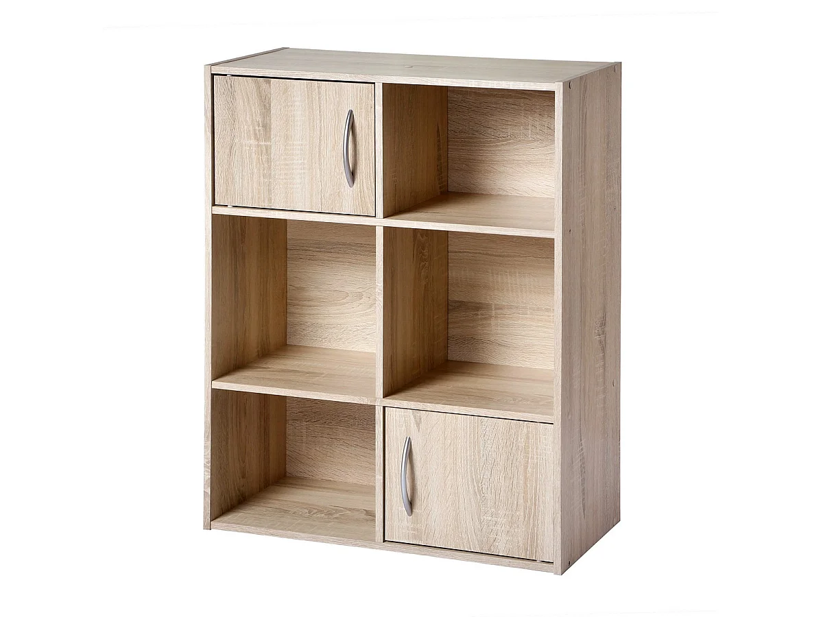 Etagère de rangement 6 cases 2 portes