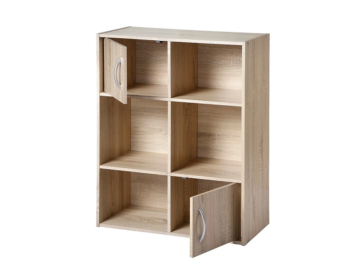 Etagère de rangement 6 cases 2 portes