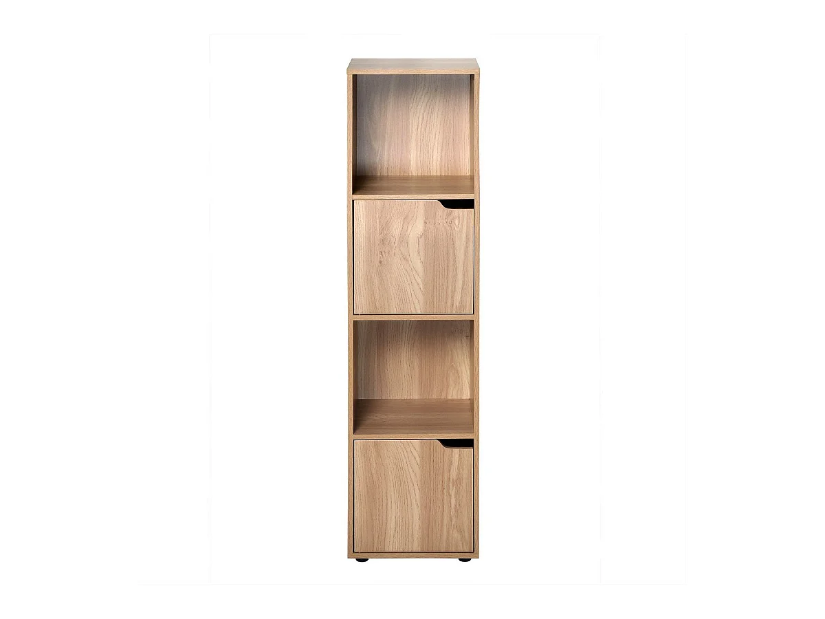 Meuble 4 cases décor bois 2 portes - Modu