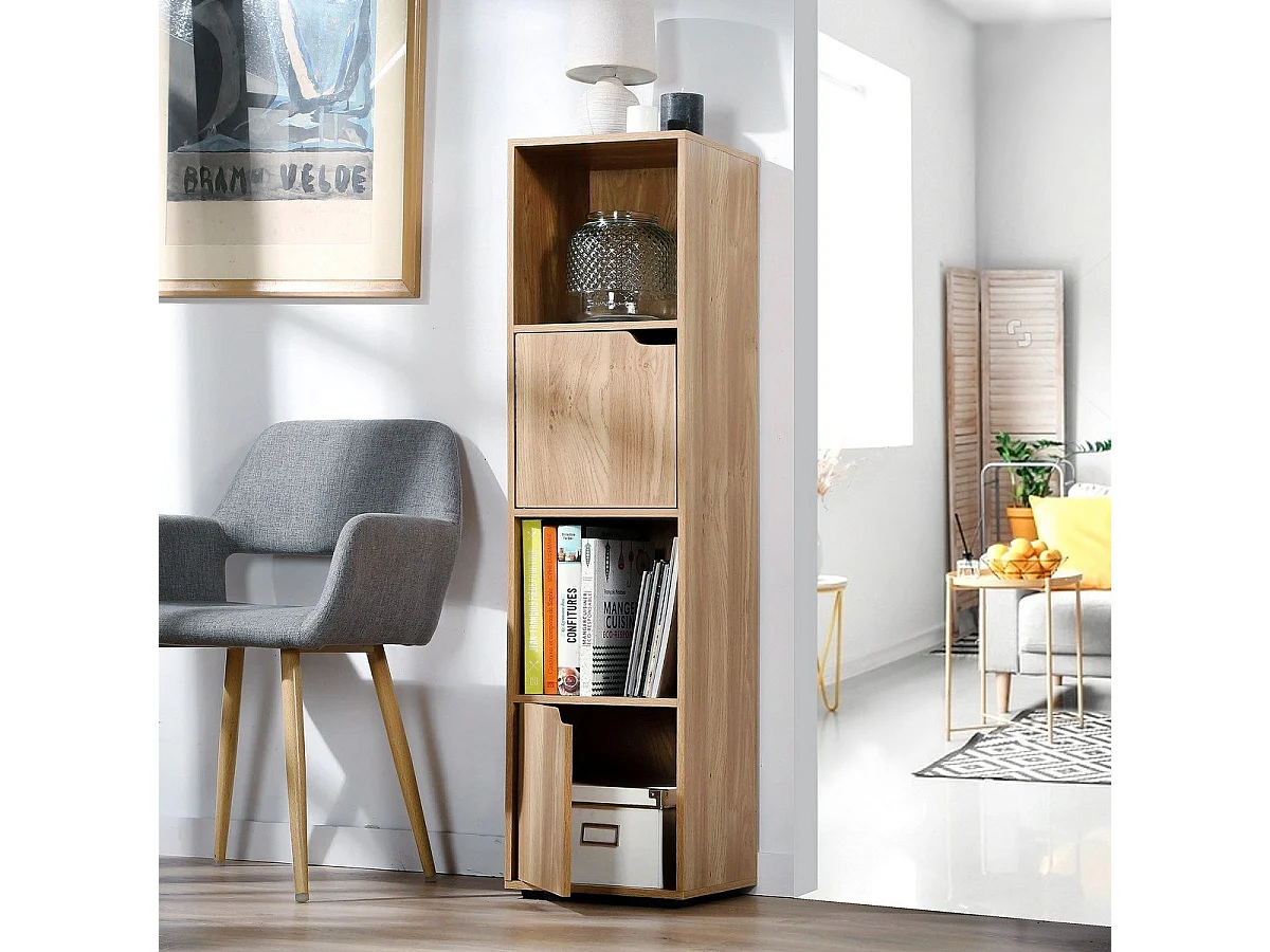 Mueble 3 estantes acabado madera 2 puertas