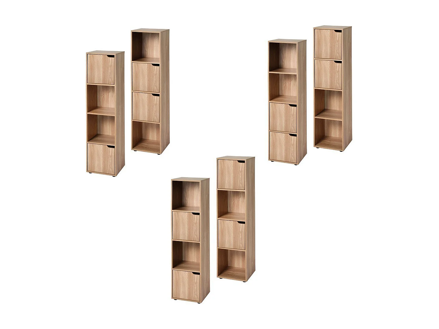 4-vaks kast, houtdecor, 2 deuren