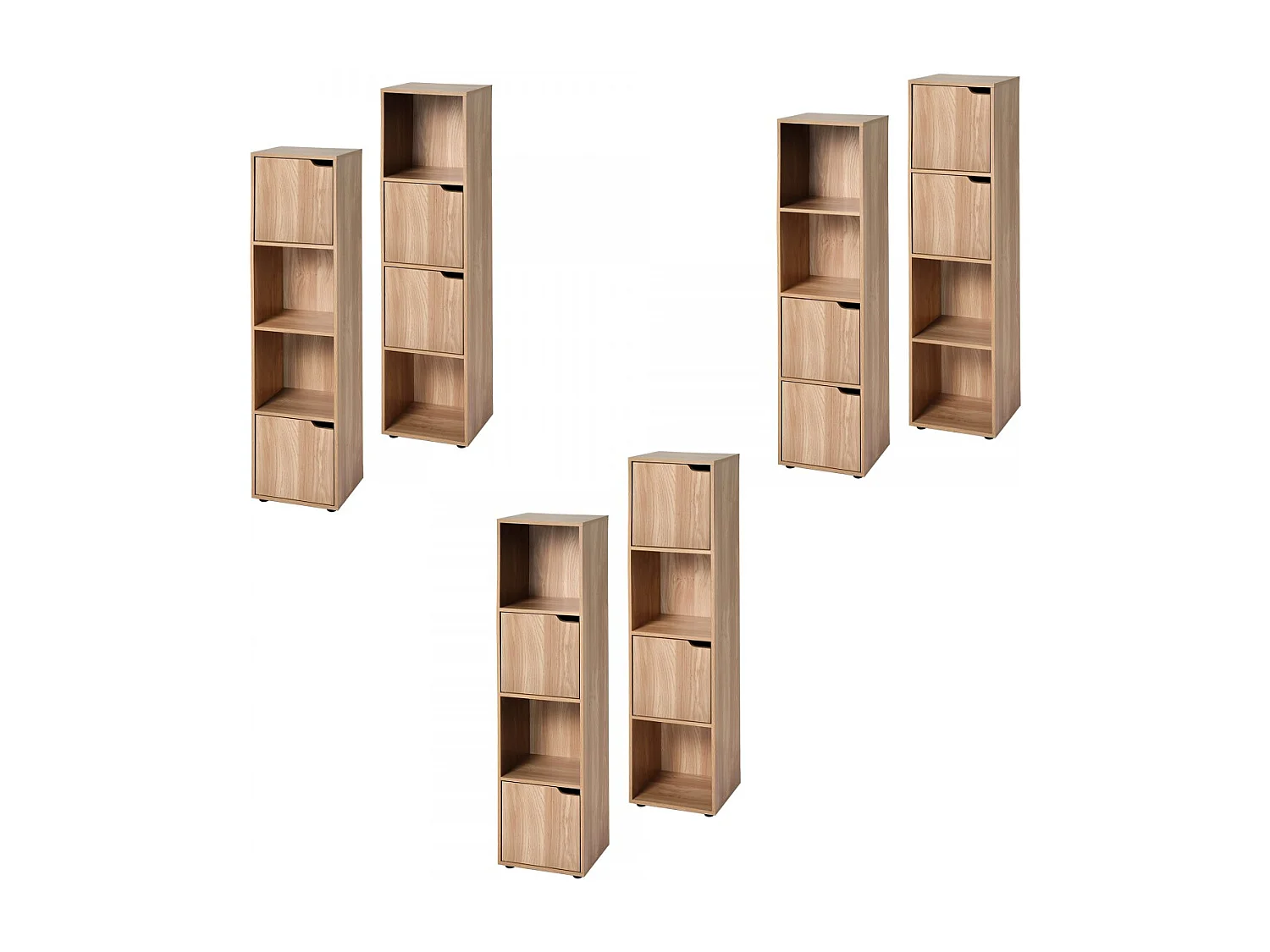 4-vaks kast, houtdecor, 2 deuren