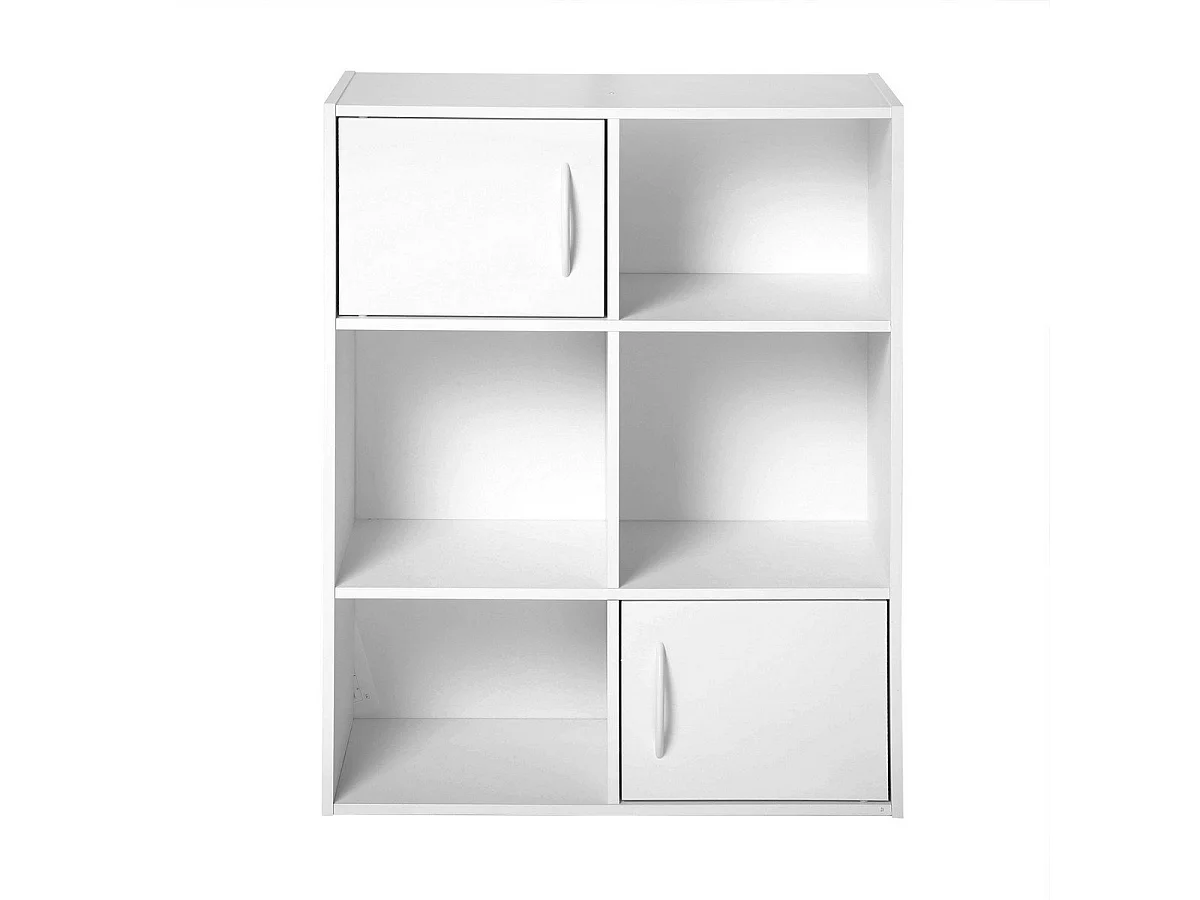 Etagère de rangement 6 cases 2 portes