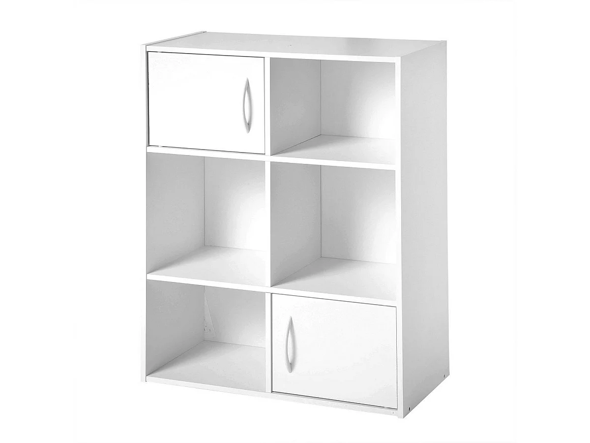 Etagère de rangement 6 cases 2 portes