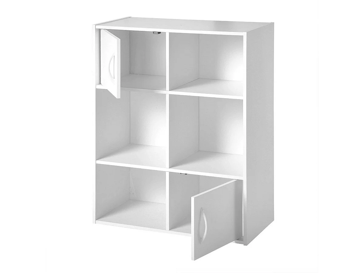 Etagère de rangement 6 cases 2 portes