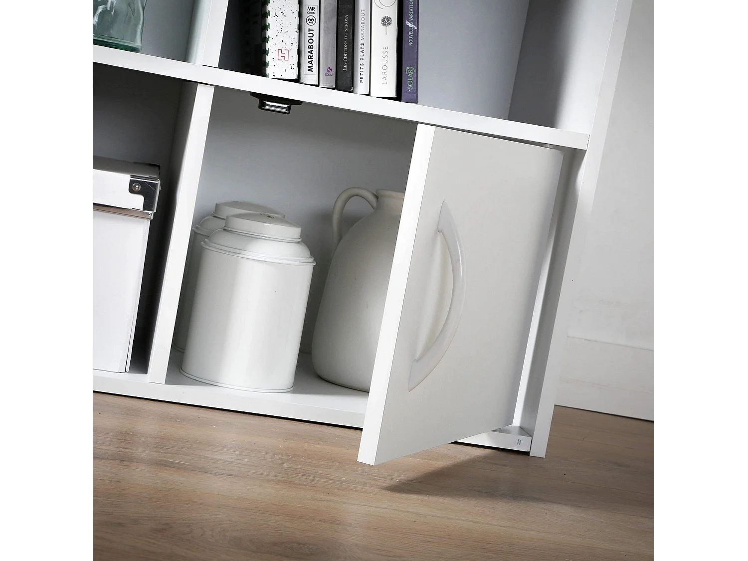 Etagère de rangement 6 cases 2 portes