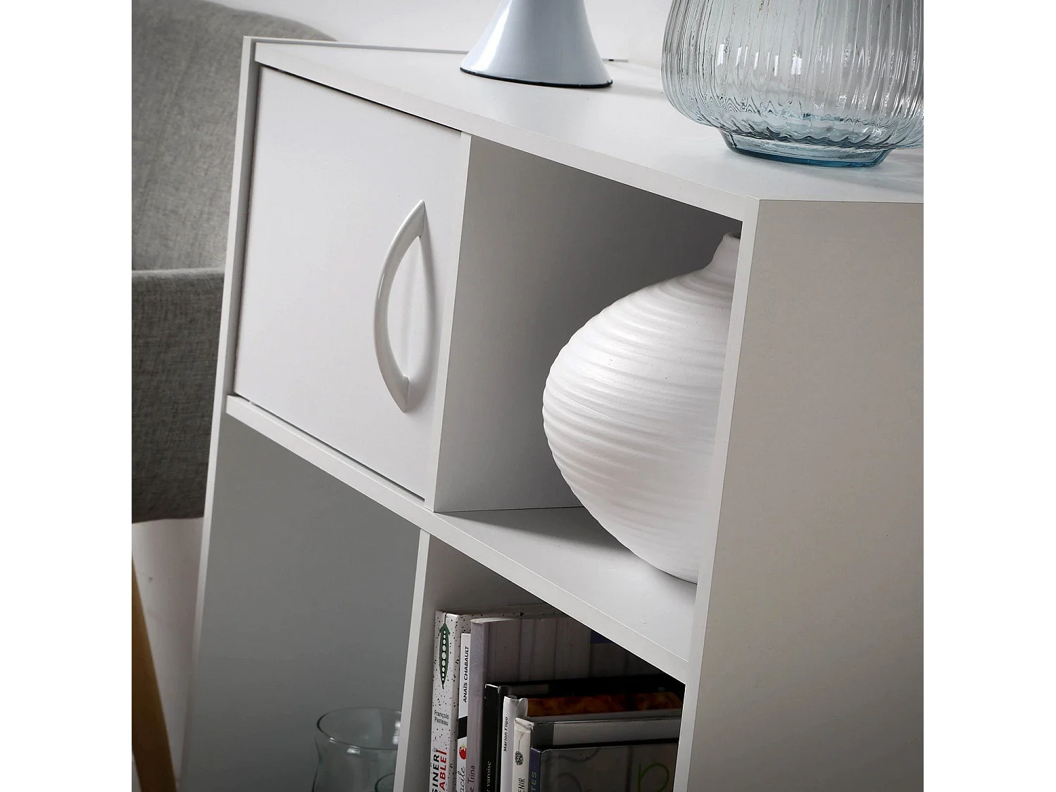 Etagère de rangement 6 cases 2 portes