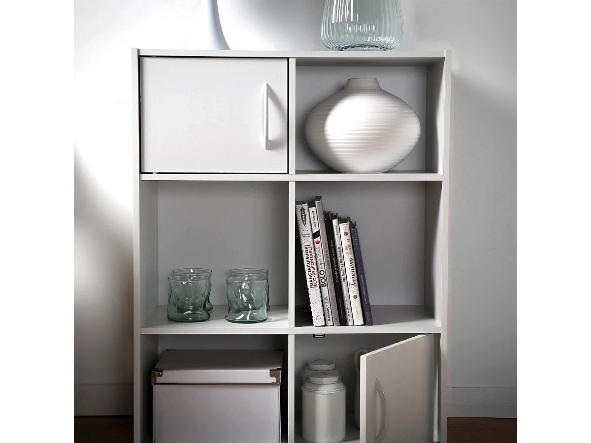 Opbergplank met 6 vakken en 2 deurtjes