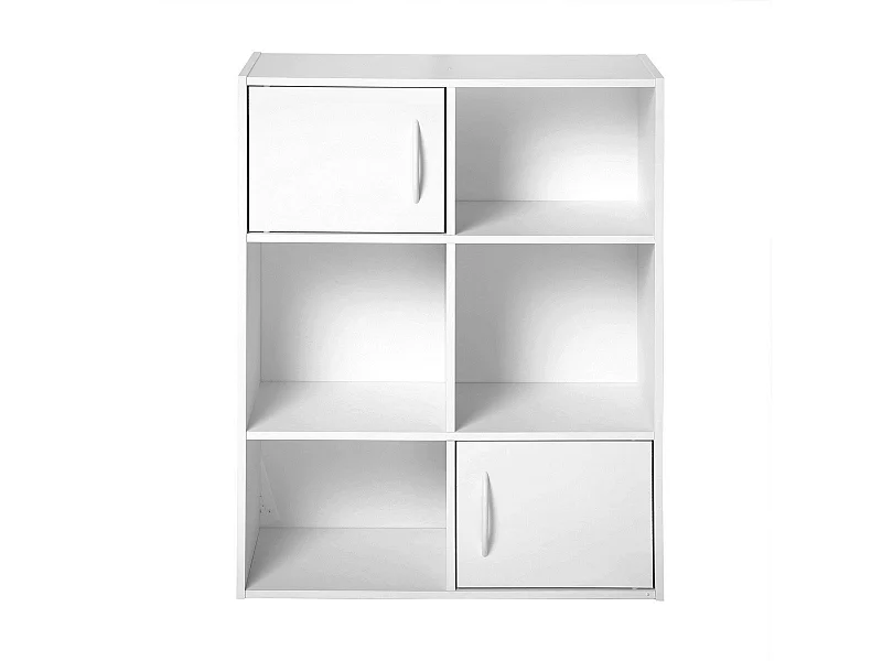 Etagère de rangement 6 cases 2 portes