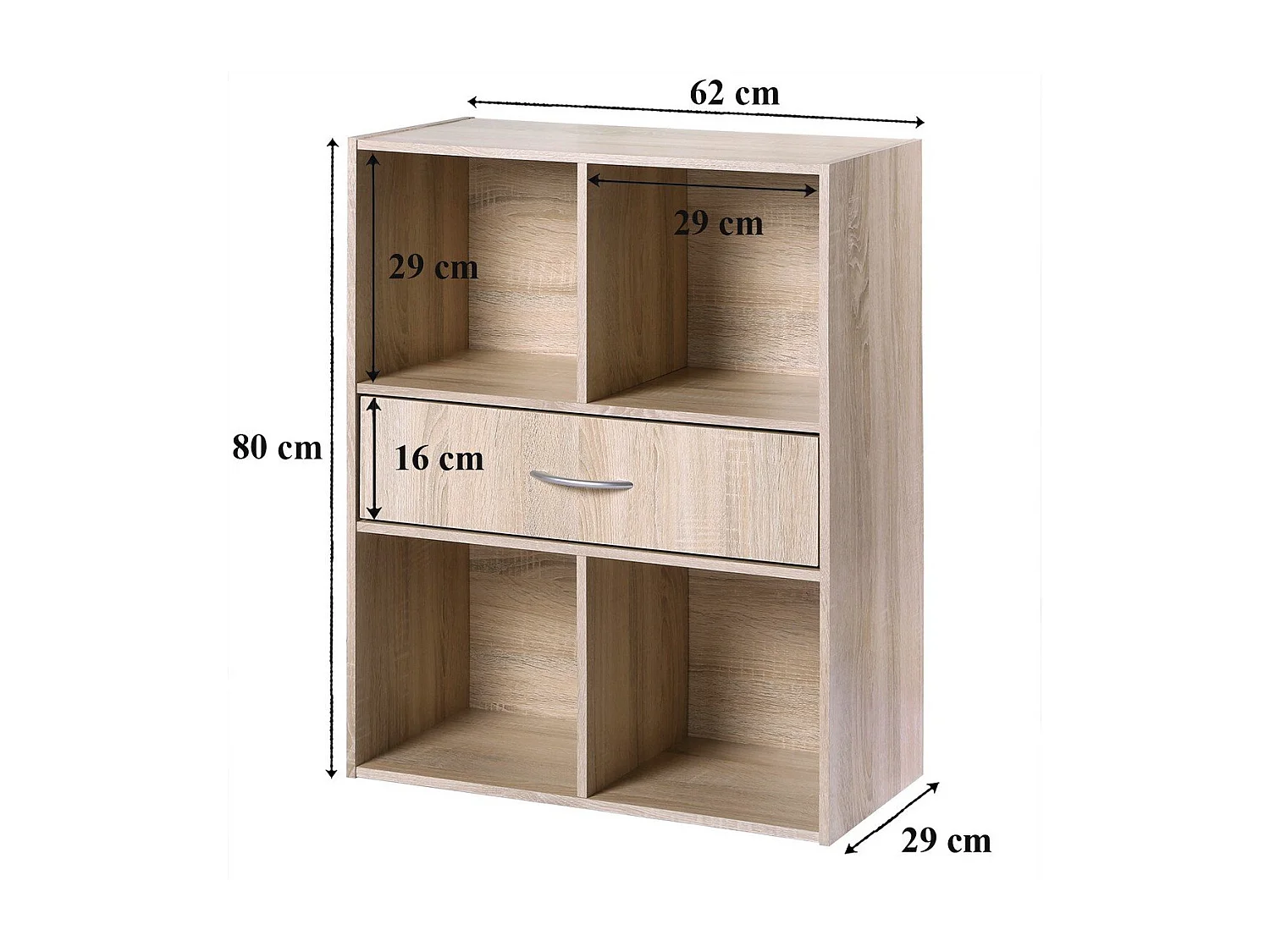 Aufbewahrungsregal 4 Fächer mit einer Schublade