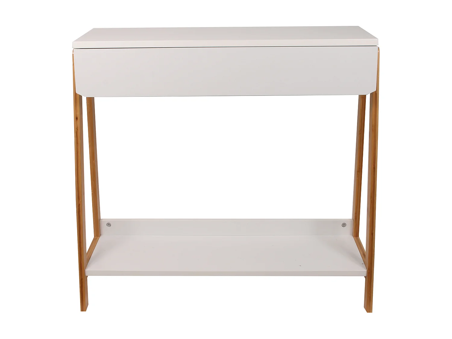 Console Avec Tiroir Blanc Et Bois 83.8x34x77cm Blanc