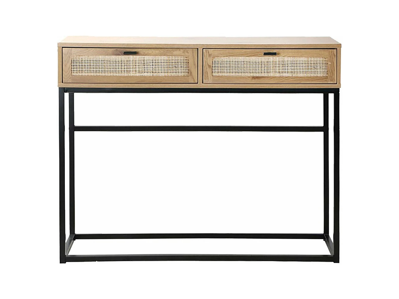 2 laden console met vlechtwerk - L100cm