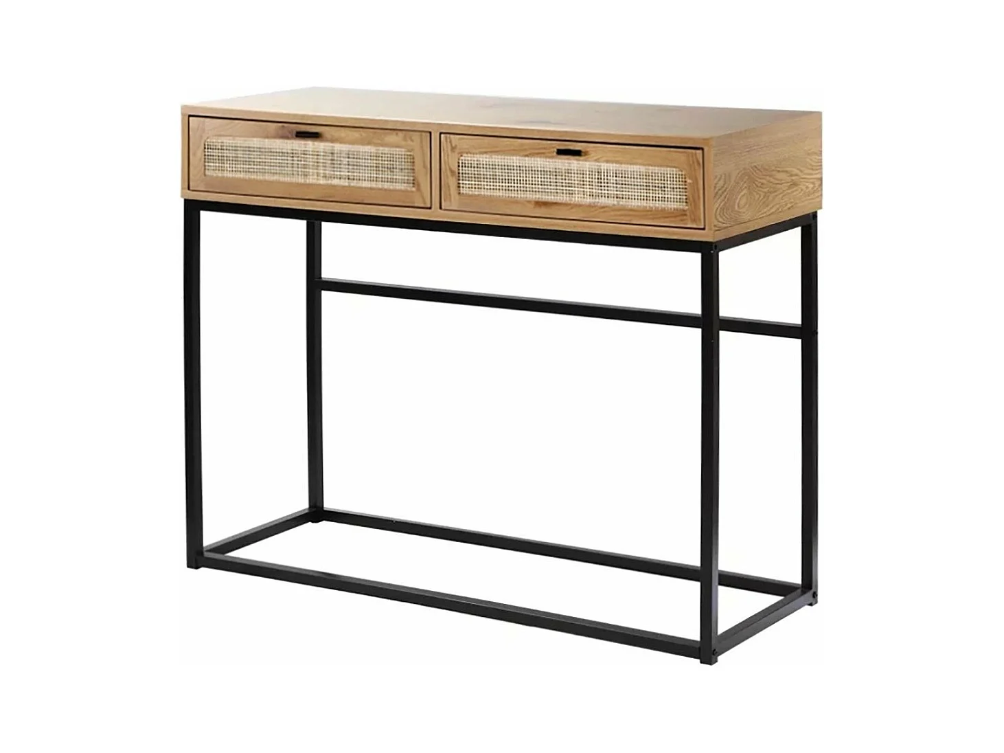 Consola 2 cajones con rejilla de ratán - L 100 cm