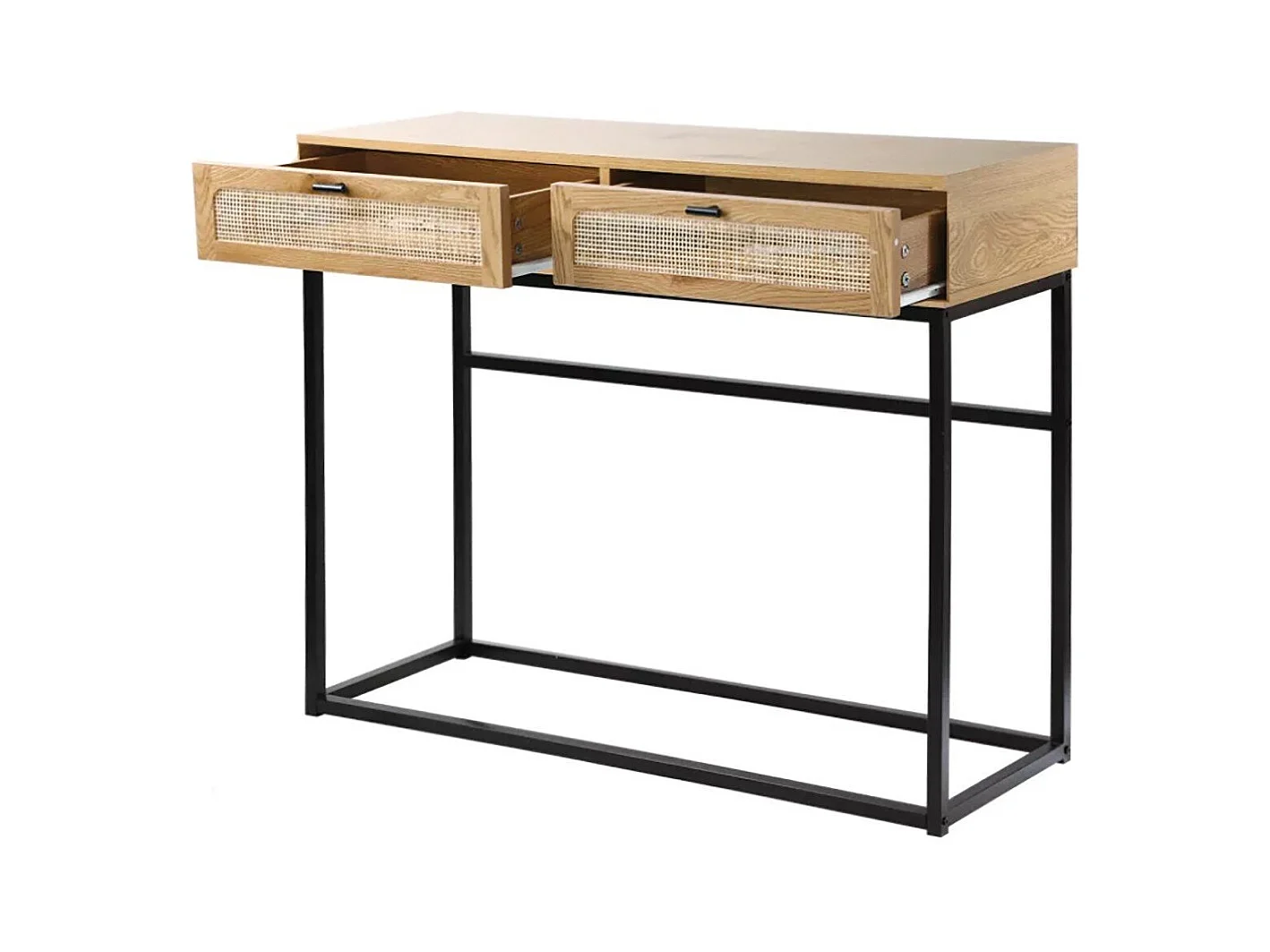 Consola 2 cajones con rejilla de ratán - L 100 cm