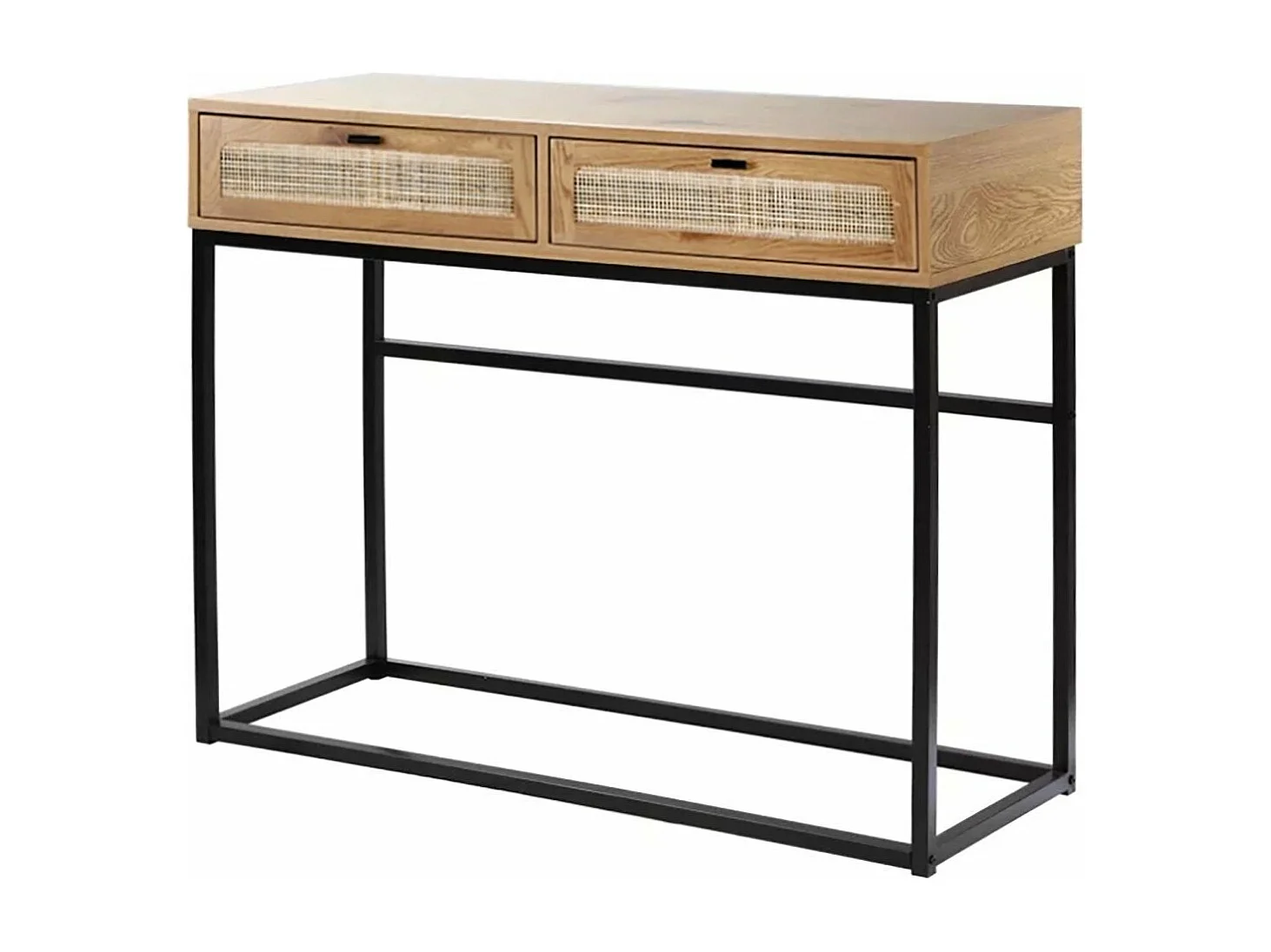 2 laden console met vlechtwerk - L100cm