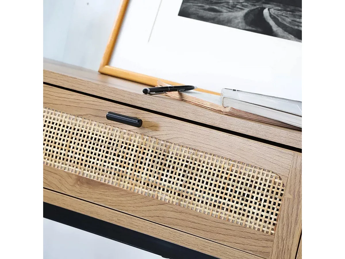 2 laden console met vlechtwerk - L100cm