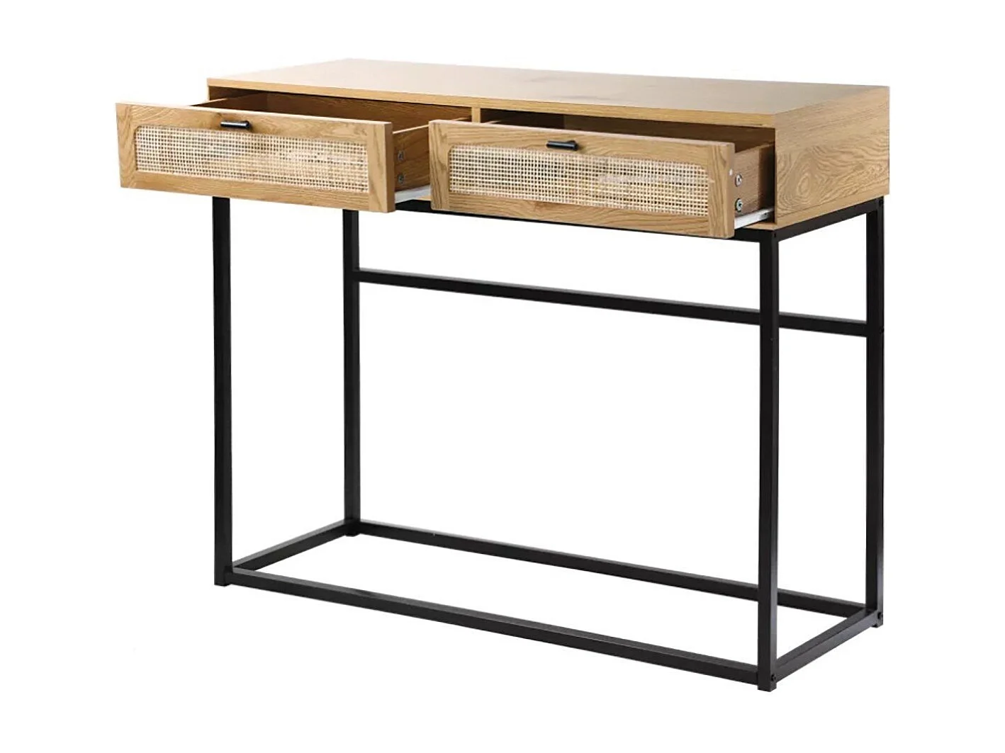 2 laden console met vlechtwerk - L100cm