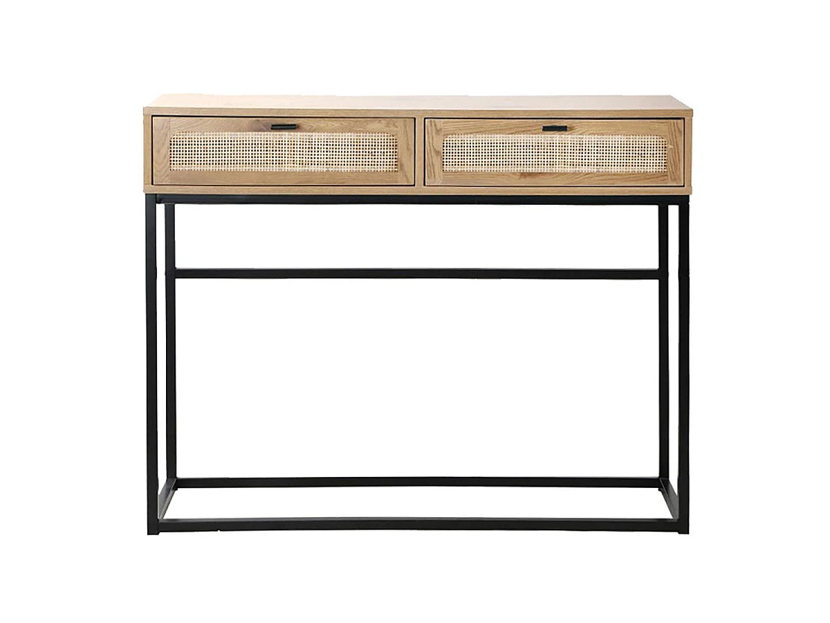 2 laden console met vlechtwerk - L100cm