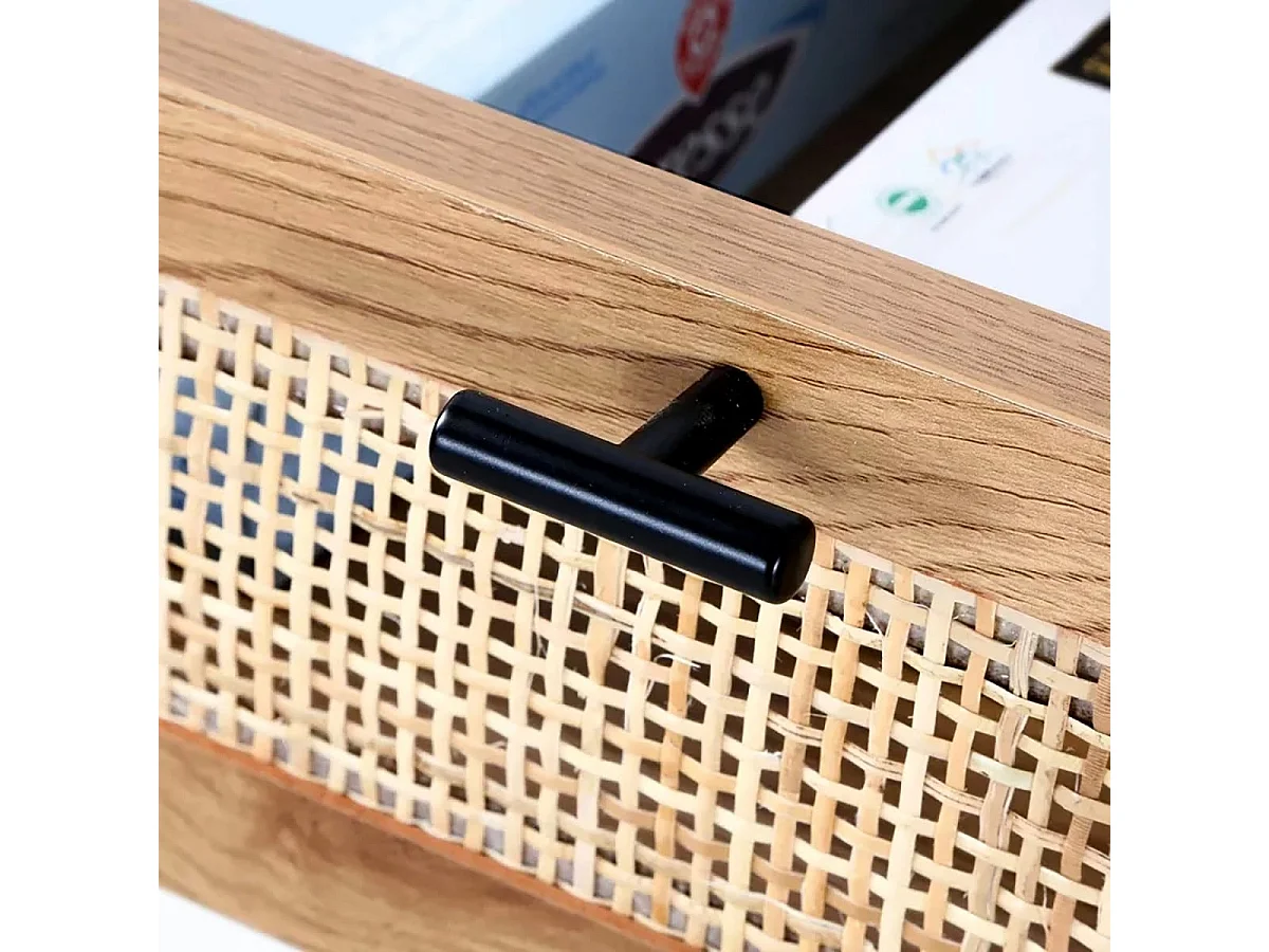 2 laden console met vlechtwerk - L100cm