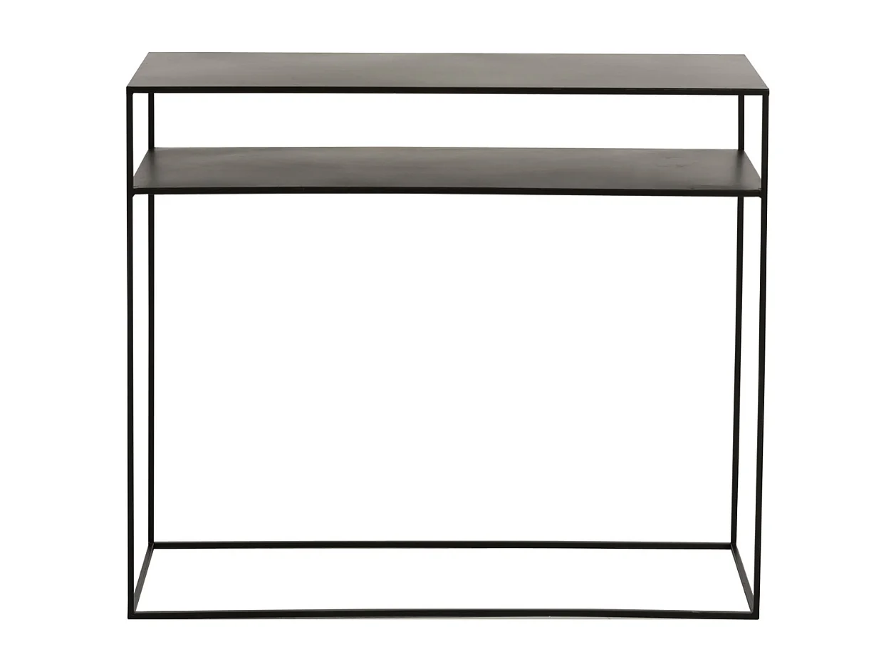 Console Rectangulaire 2 plateaux en métal noir