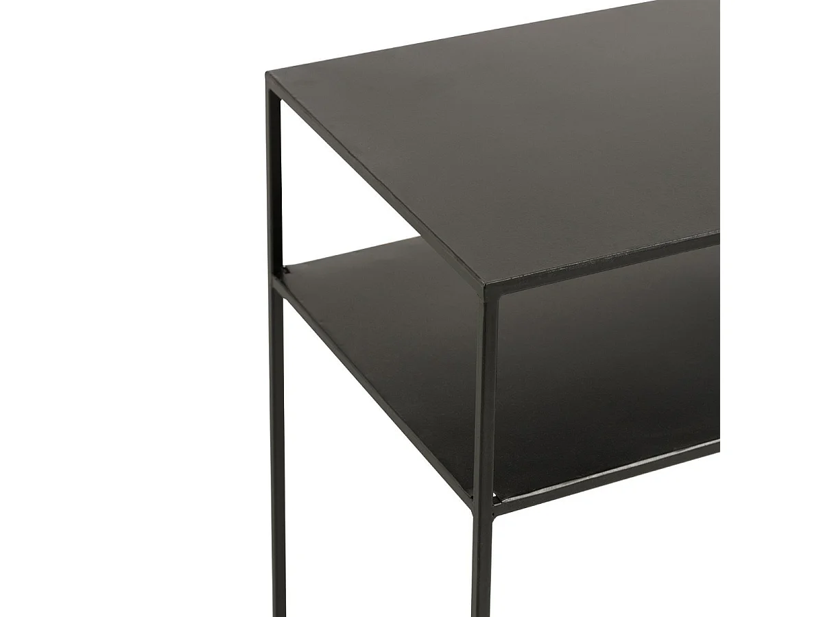 Console Rectangulaire 2 plateaux en métal noir