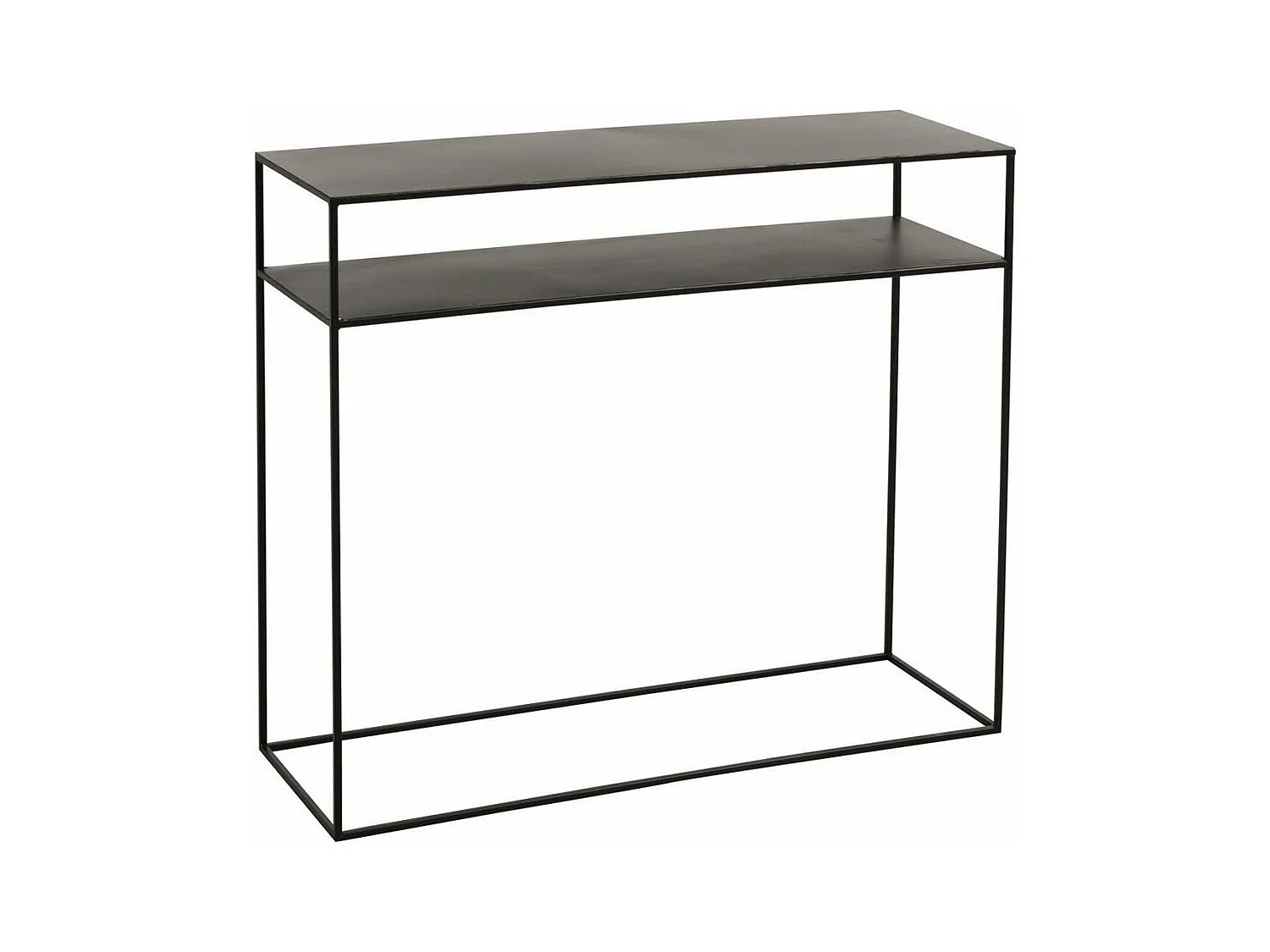 Console Rectangulaire 2 plateaux en métal noir