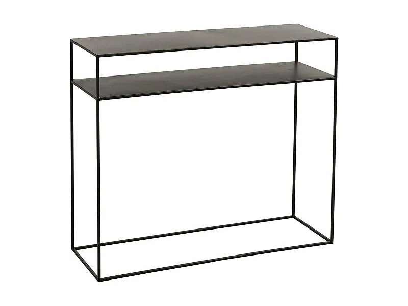 Console Rectangulaire 2 plateaux en métal noir