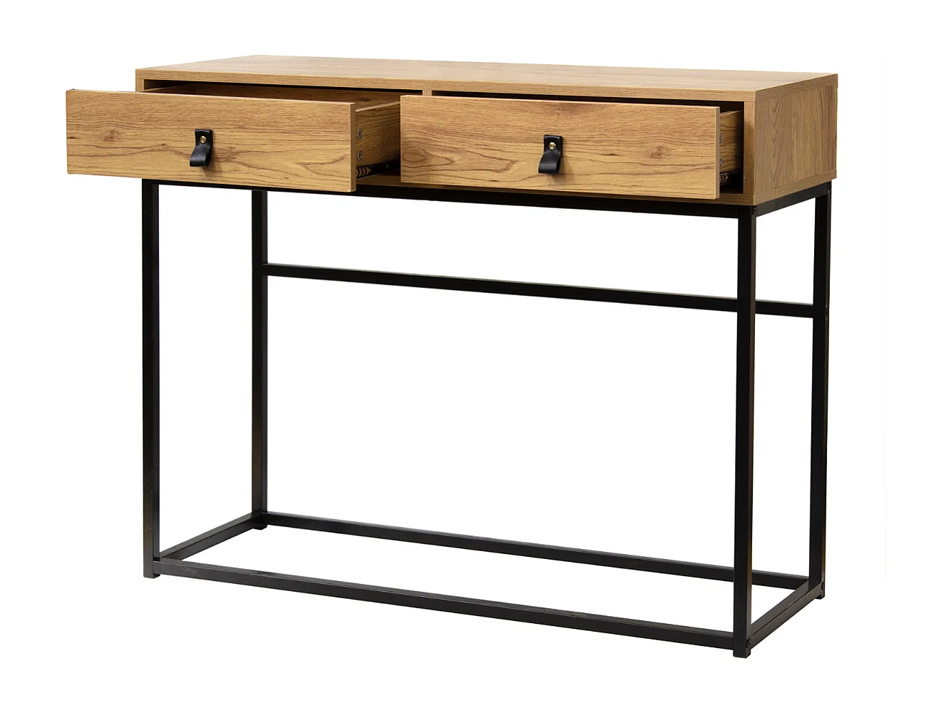 Consola 2 cajones patas de metal efecto roble - JILL