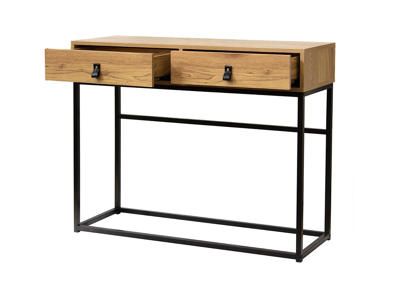 Console met 2 Lades en Eikenhouten Metalen Poten - JILL