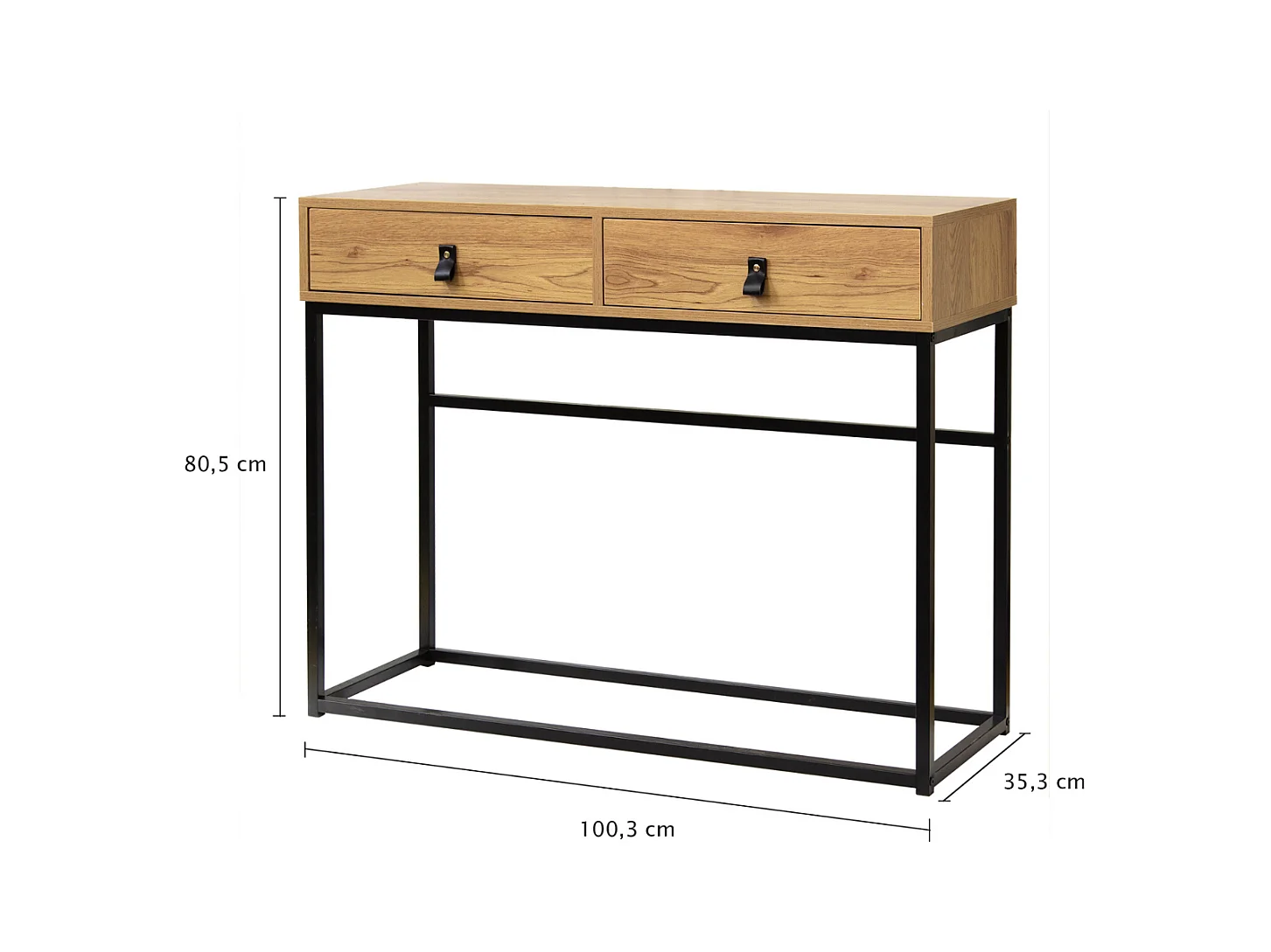 Console met 2 Lades en Eikenhouten Metalen Poten - JILL