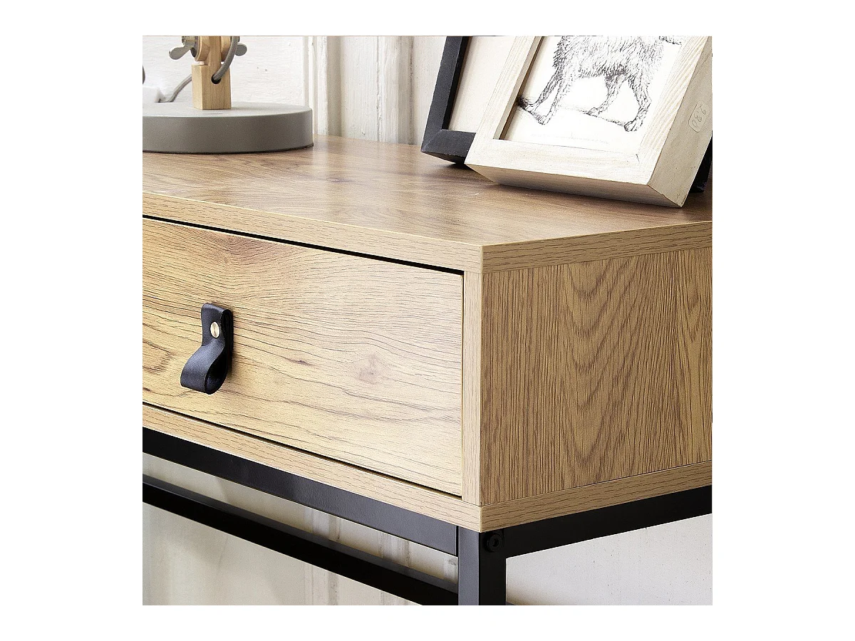 Console met 2 Lades en Eikenhouten Metalen Poten - JILL