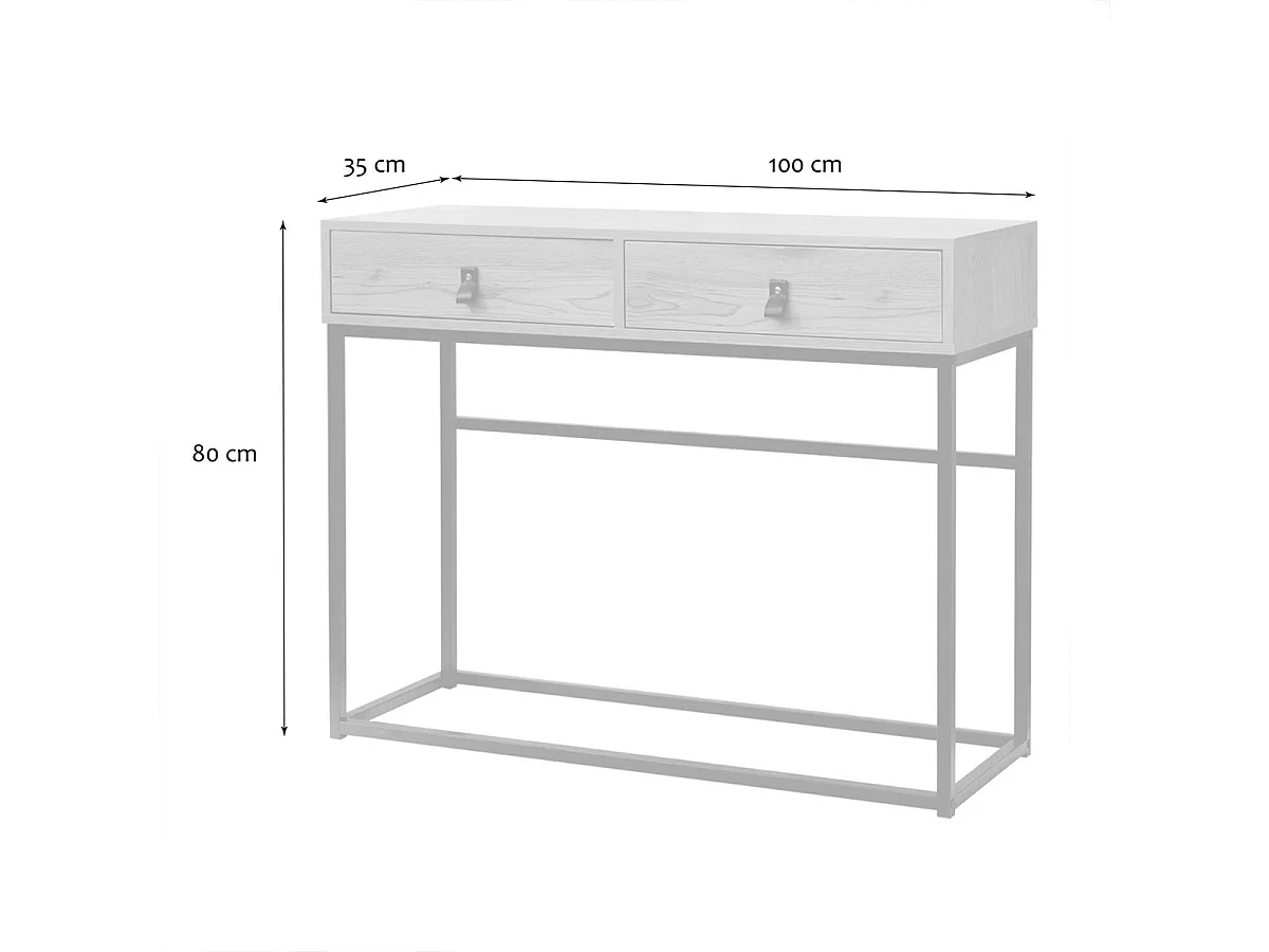 Console met 2 Lades en Eikenhouten Metalen Poten - JILL