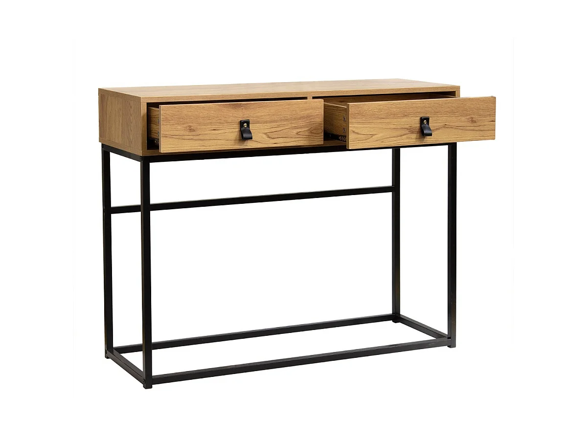 Console met 2 Lades en Eikenhouten Metalen Poten - JILL