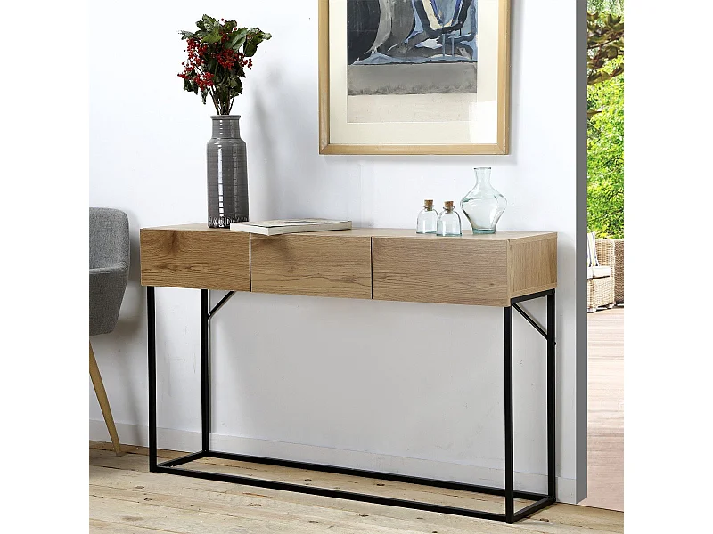 Konsole mit 3 Schubladen in Eiche Dekor L120cm