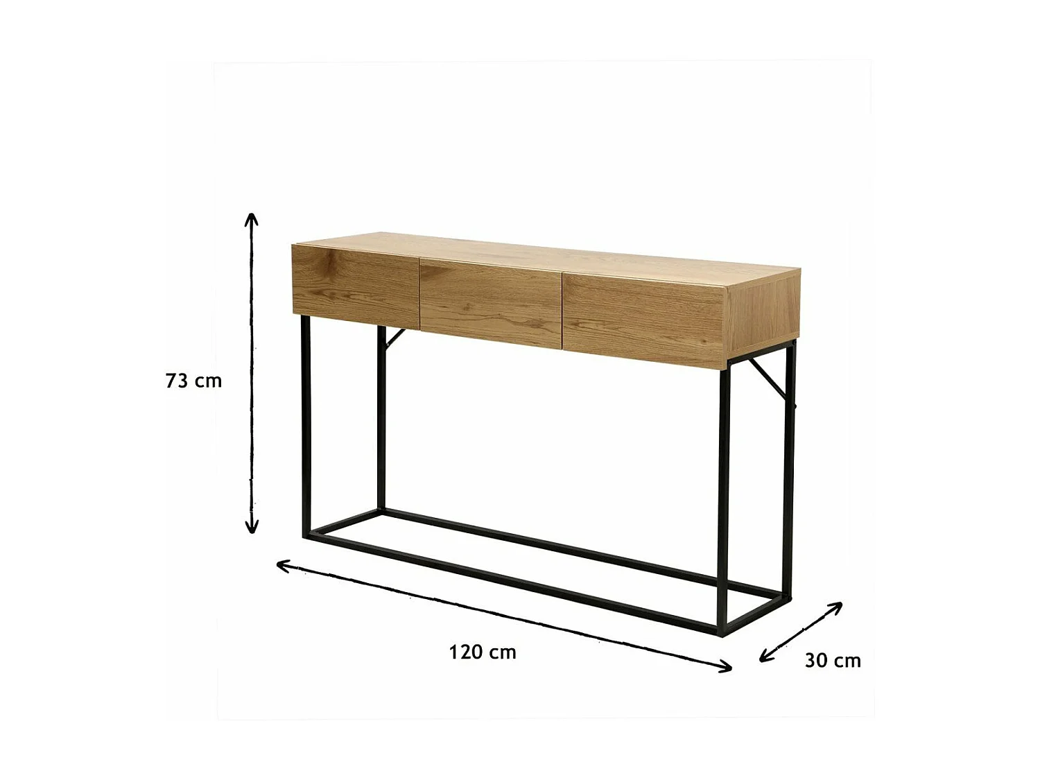 Konsole mit 3 Schubladen in Eiche Dekor L120cm