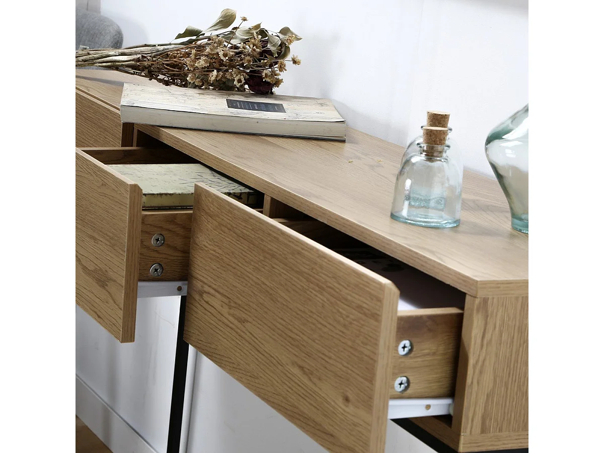 Console 3 Tiroirs Décor Chêne L120cm