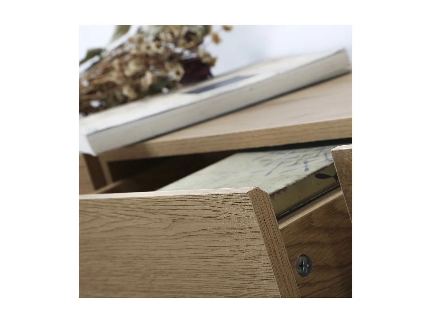 Console 3 Tiroirs Décor Chêne L120cm