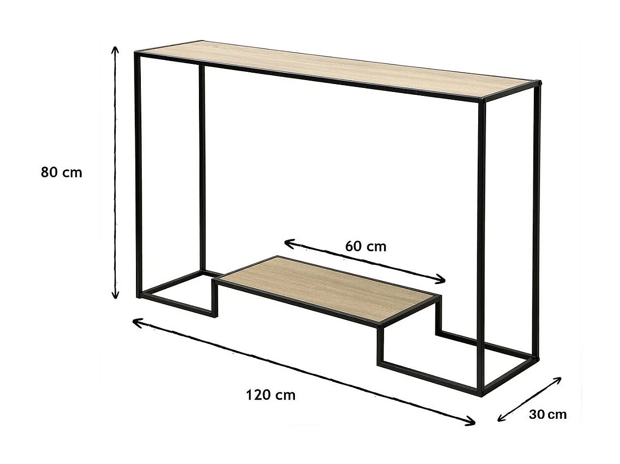 Nowoczesna 2-poziomowa konsola dębowa L120cm