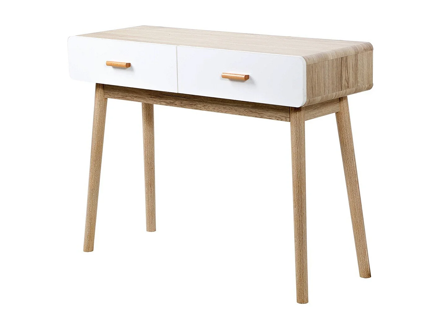 Console 2 Tiroirs Scandinave Bois et blanc - L100 x H75cm
