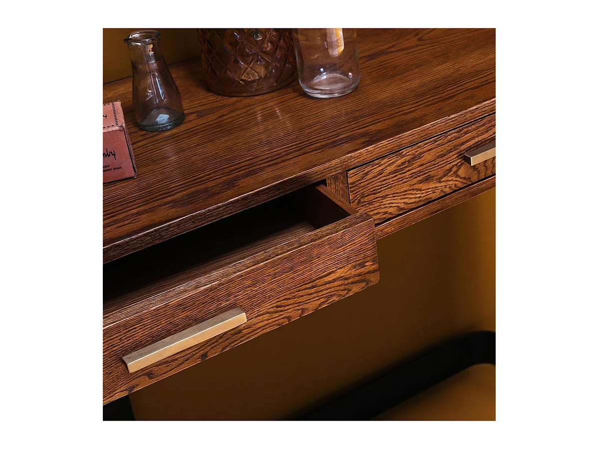Console d'entrée en métal et chêne véritable