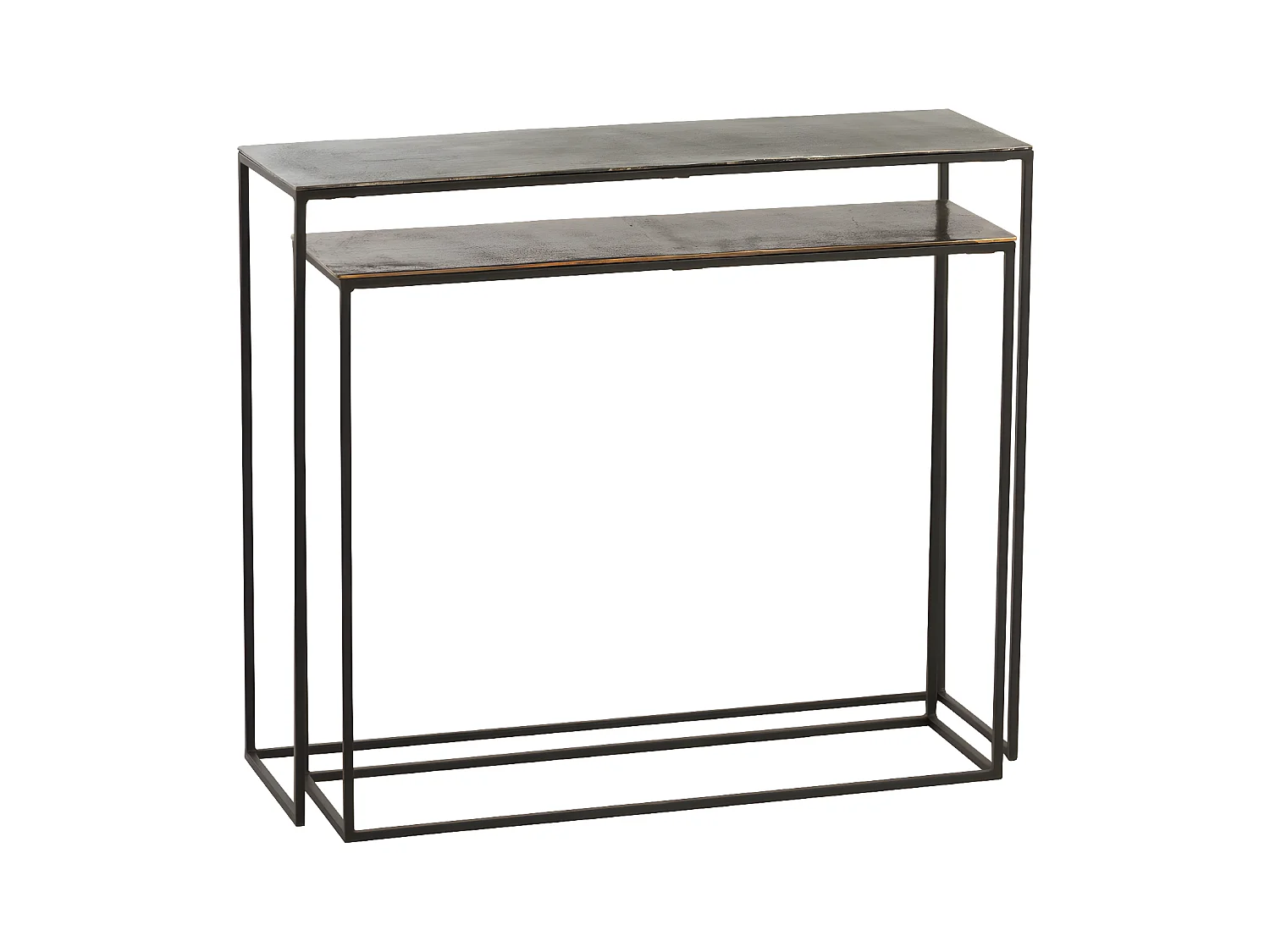 Set van 2 rechthoekige zwarte aluminium consoles Fifi L 100 cm